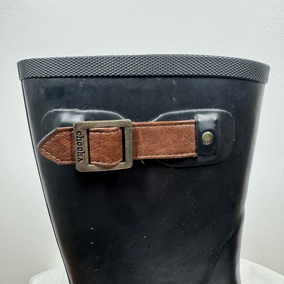 Chooka Boot Women 10 Black Buckle Mid Height Waterproof Rain Boot Outdoor Active - Picture 5 of 6